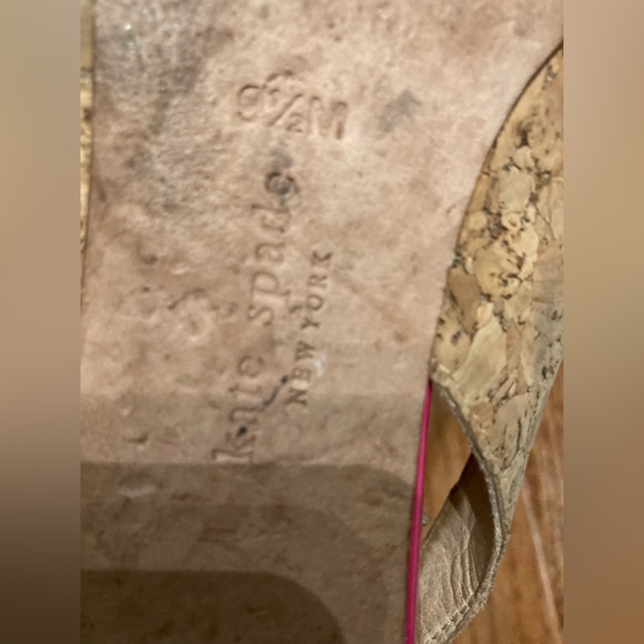 KATE SPADE ♠️ Pointy Cork Flats W/ Neon Pink Toe 9.5 - Picture 8 of 8